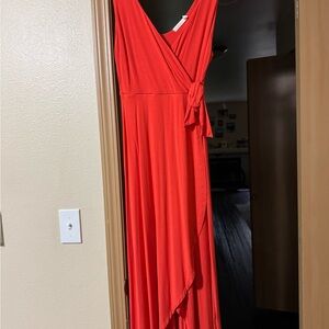 Lush Vibrant Red Asymmetrical Dress